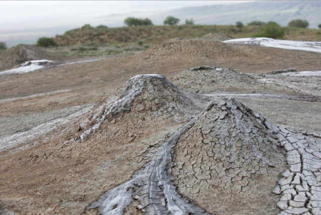 Mud Volcanoes Bubbling Craters