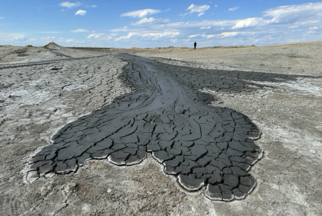 Takhti-Tepa Mud Volcano Releasing Mud